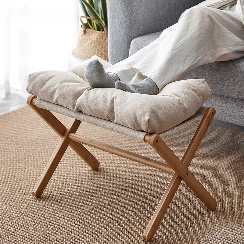 Footrest Under Desk - Repose-pieds réglable avec coussin doux, pouf
